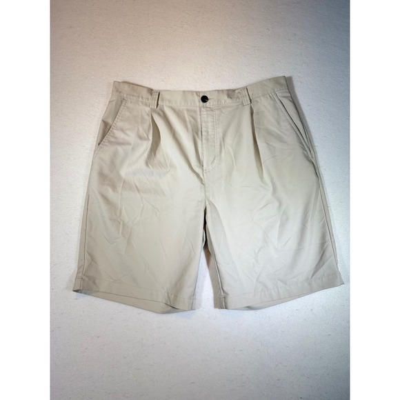 adidas Other - Adidas Men's Khaki Pleated Golf Shorts Size 36 Polyester Flat Front